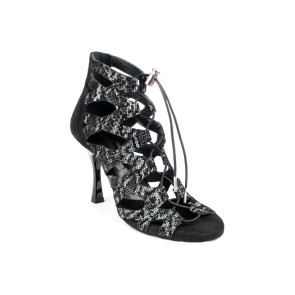 Portdance PD804 Dansschoenen Zwart-Grijs Slangenprint