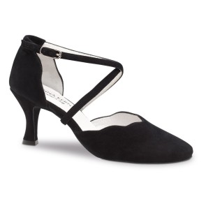Anna Kern 672-60 Odile zwarte suede Dames dansschoenen met gesloten neus - 6 cm Flare Hak