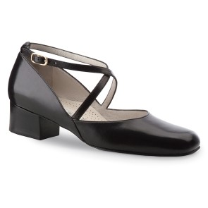 Werner Kern Marion zwarte dansschoenen voor dames met Kruisbandje en brede Blokhak
