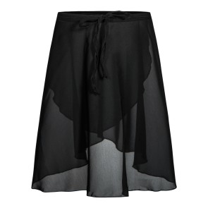Rumpf RU3050 chiffon wikkelrok zwart kortere voorkant
