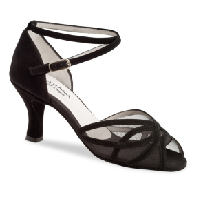 Anna Kern 740-60 Adele zwarte Dames dansschoenen met Enkelbandje - Suede