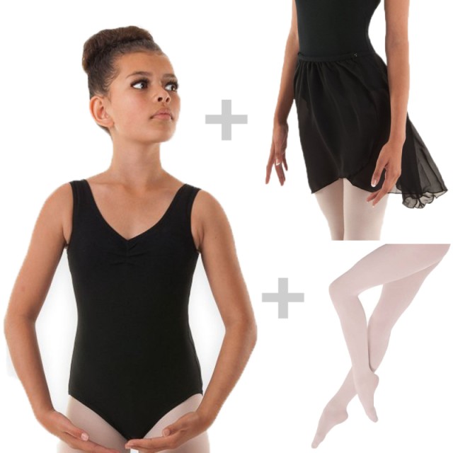 alista balletkleding set 2 meisjes balletpanty balletrokje en balletpakje zwart