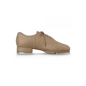 Bloch S0321 dames lederen tapschoenen met vetersluiting beige zijkant 