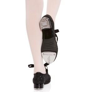Bloch S0351G zwarte glitter tapschoenen voor meisjes met striksluiting tap ijzers