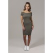 Urban Classics Ladies Off Shoulder Rib Dress olive