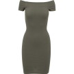 Urban Classics Ladies Off Shoulder Rib Dress olive