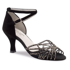 Anna Kern 700-60 zwart Dames dansschoenen met strass - zwarte suede met 6 cm flare hak
