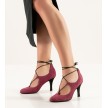 Nueva Epoca Dunja Dansschoenen voor Dames bordeaux rood suede met veters om enkel