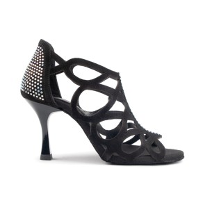 Portdance PD814 Zwart Nubuck met Strass Steentjes