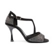Portdance PD507 dames danshakken zwart nubuck met steentjes zijkant