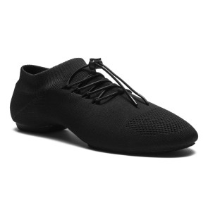 Rumpf Jazz Sneaker Zwart - Danssneakers Suede Splitzool - Elastische Veters -  1581