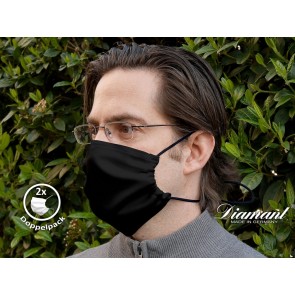 Diamant Herbruikbaar Mondkapje - 2-pack - Zwart - Hoofdomtrek 54-62 cm