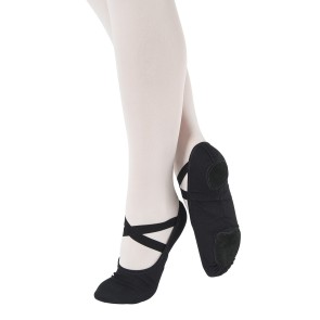 SD16 So Danca zwarte rekbare Canvas Balletschoenen met dubbele bandjes vegan