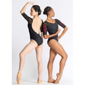 Balletpak met halve mouwen - Voor dames en kinderen - Diepe v-rug - Microvezel/gaas - Ballet Rosa Gigi