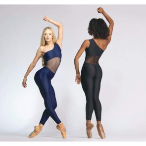 Unitard voor dames - Gaas paneel - Brede bandjes - Lange pijpen - Lycra/gaas - Ballet Rosa Magali