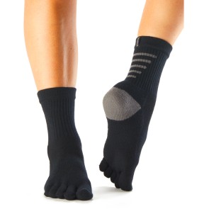 ToeSox Mediumweight Sport Sock Crew zwart voorkant