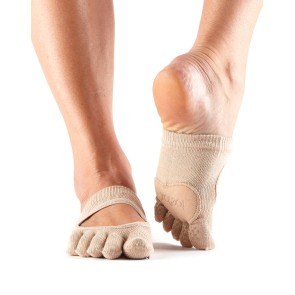 ToeSox antislip voetjes met losse teentjes ToeSox beige