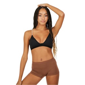 Capezio Deep Neck Clear Back Bra zwart