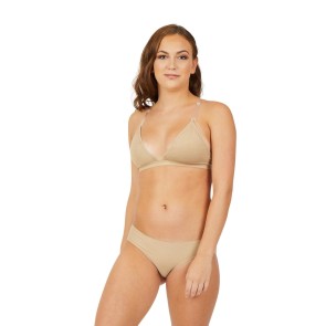 Capezio Deep Neck Clear Back Bra nude