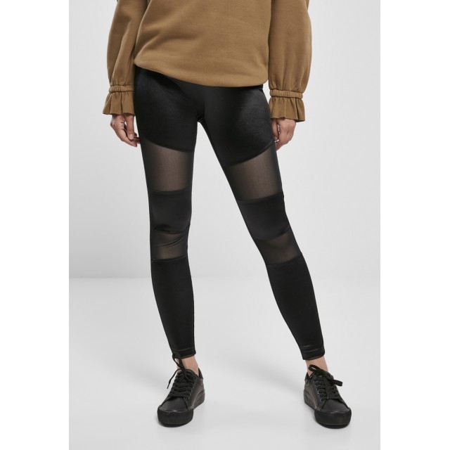 Urban Classics Dames Glans Leggings met Mesh TB3790