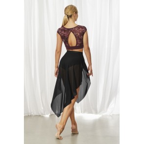 Bloch R3541 dames dansrok semi transparant zwart achterkant