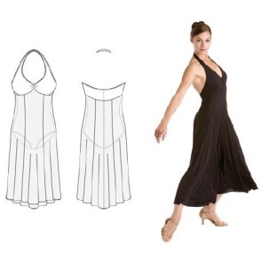 Bloch M1016 dames dansjurk met halter neklijn zwart patroon 