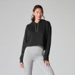 ToeSox Tavi Noir korte capuchontrui voor dames met fluweel effect Ebony