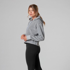 fluwelen dames hoodie in licht grijs van ToeSox en Tavi Noir kort model