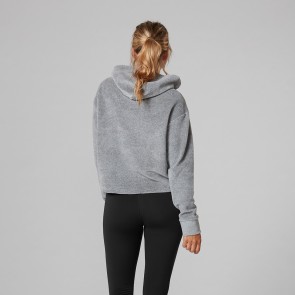 half korte capuchon trui voor vrouwen in grijs ToeSox en Tavi Noir voor pilates en yoga