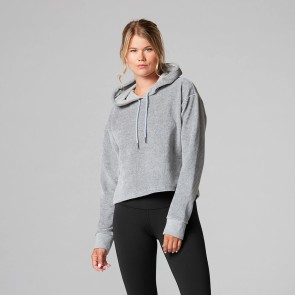 ToeSox - Tavi Noir korte capuchontrui voor dames met fluweel effect - Licht Grijs