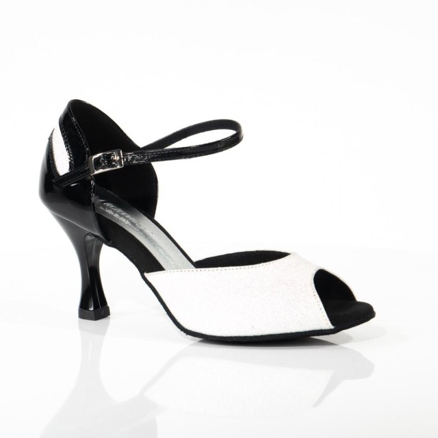 Lidmag Dames Latin dansschoenen 6/43 zwart lakleer witte glitter