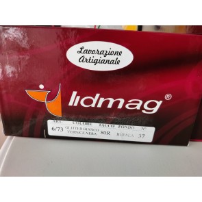 Lidmag zwart witte salsa dansschoen met flair hak 8cm