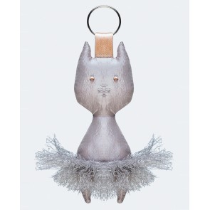 Wear Moi Sleutelhanger Kat met Tutu en Strass Steentjes DIV84 Lichtgrijs