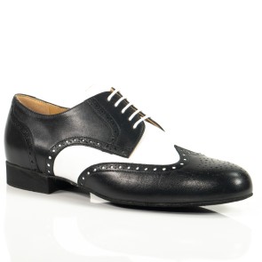 Werner Kern 28023 Udine Heren dansschoenen van nappa Leer met geperforeerde details - zwart wit combinatie