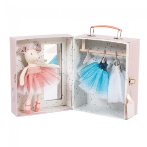 Moulin Roty Ballerina Muis met Garderobe Koffertje