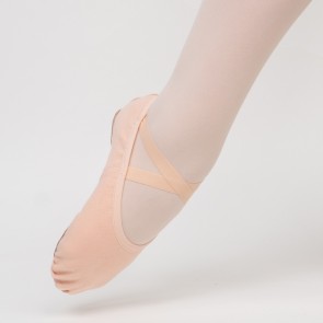 Papillon zalmroze Balletschoenen van canvas met kruisbanden