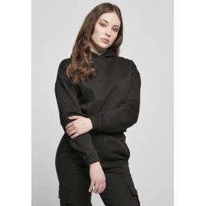 Urban Classics Dames Korte Sweathoodie zwart voorkant