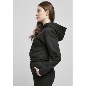 Urban Classics Dames Korte Sweathoodie zwart lenksekant