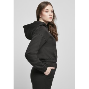 Urban Classics Dames Korte Sweathoodie zwart rechtekant