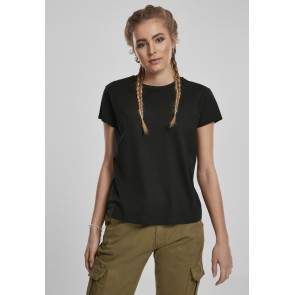 Urban Classics Dames Basic Box T-shirt zwart voorkant