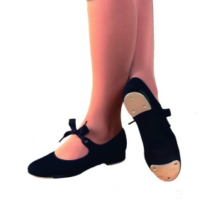 Capezio Jr. Tyette U825 - zwarte Canvas Tap Dansschoen voor Meisjes & Dames