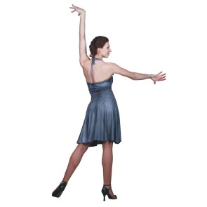 Sansha Dianara L7703P dames metallic ballroom jurk halter achterkant