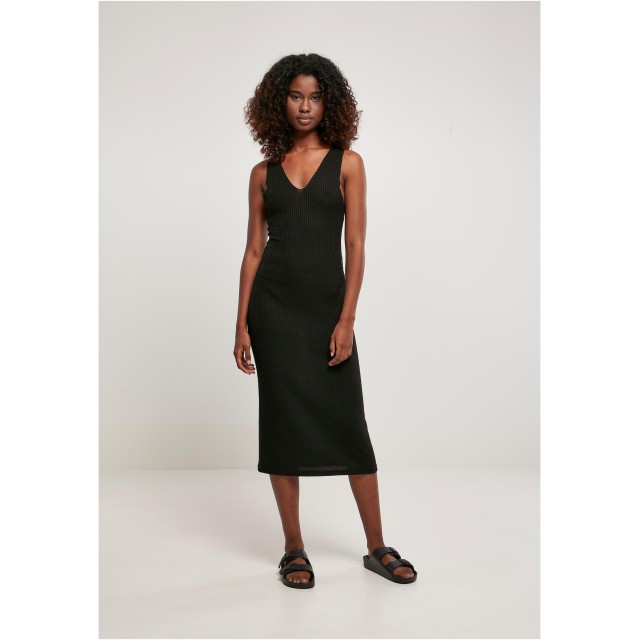 Urban Classics Dames Midi Mouwloze Salsa Ribjurk