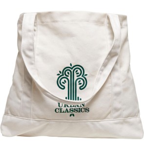 Urban Classics TB5108 canvas draagtas met logo wit voorkant
