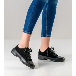 Suny Anna Kern  145 Dames Zwarte Nappa-Nubbuk Danssneakers met Splitzool
