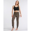 temps danse alto dans en yoga broek met brede omslaghand bruin