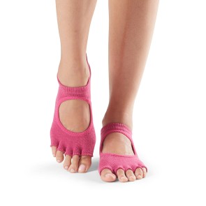 ToeSox Half Toe Bellarina Antislip sokken voor Yoga en Pilates raspberry