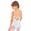 SoDanca-E10865 wit kinderballetpak met lage rug en A-symmetrische bandjes achterkant 