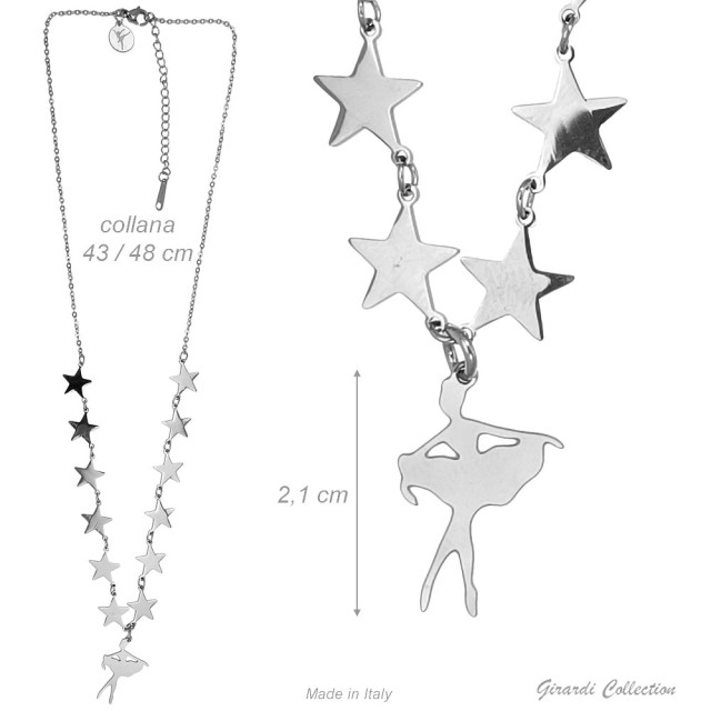 Alista zilverkleurige Ballerina Ketting met Sterren B32368