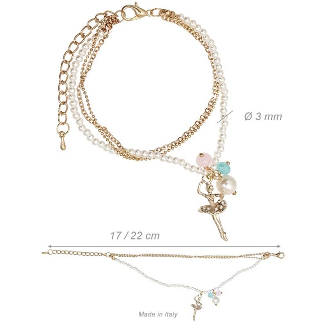 Alista Ballerina Armband met Parels en Gouden Kralen B33168